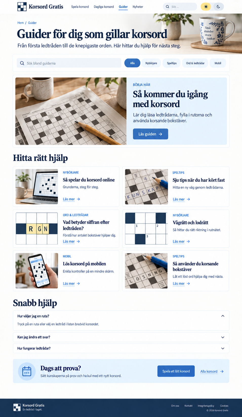 Korsord på en bärbar dator